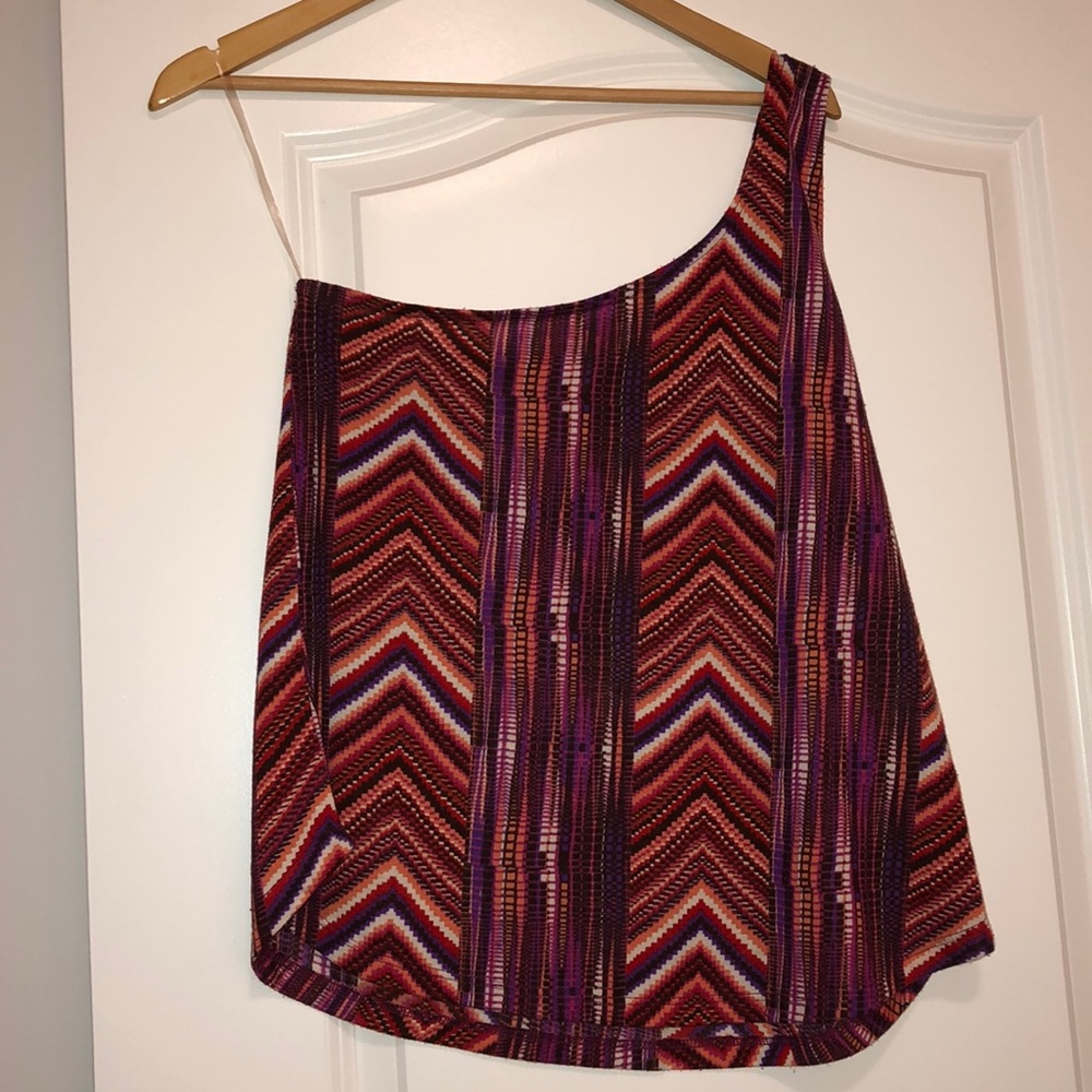 delia’s One Shoulder, Coral Purple and Pink Top